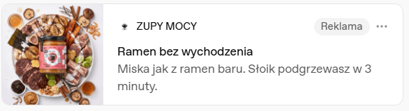 Rzeczywista karta reklamy Zupy Mocy w ChatGPT - przykład 4